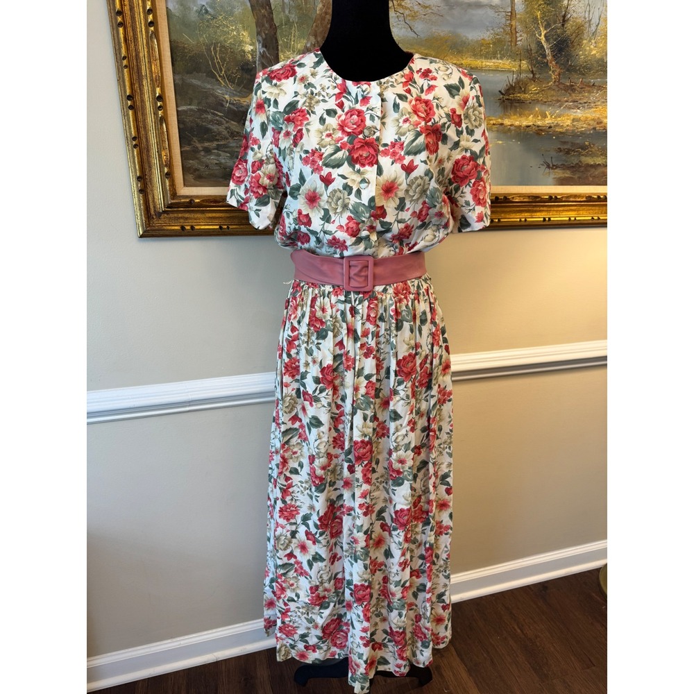 Vintage‎ 80s Brooks Brothers BFS Floral Tea Dress Collared Midi Cottagcore Sz 4